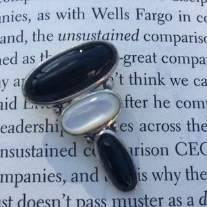 Onyx & Mother of Pearl Sterling Silver Pendant🌴